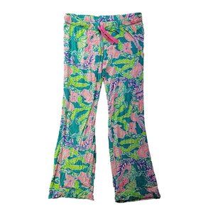 LILLY Pulitzer Women's L Green Shell Print Knit Pajama Pant Sleep Comfort Lounge
